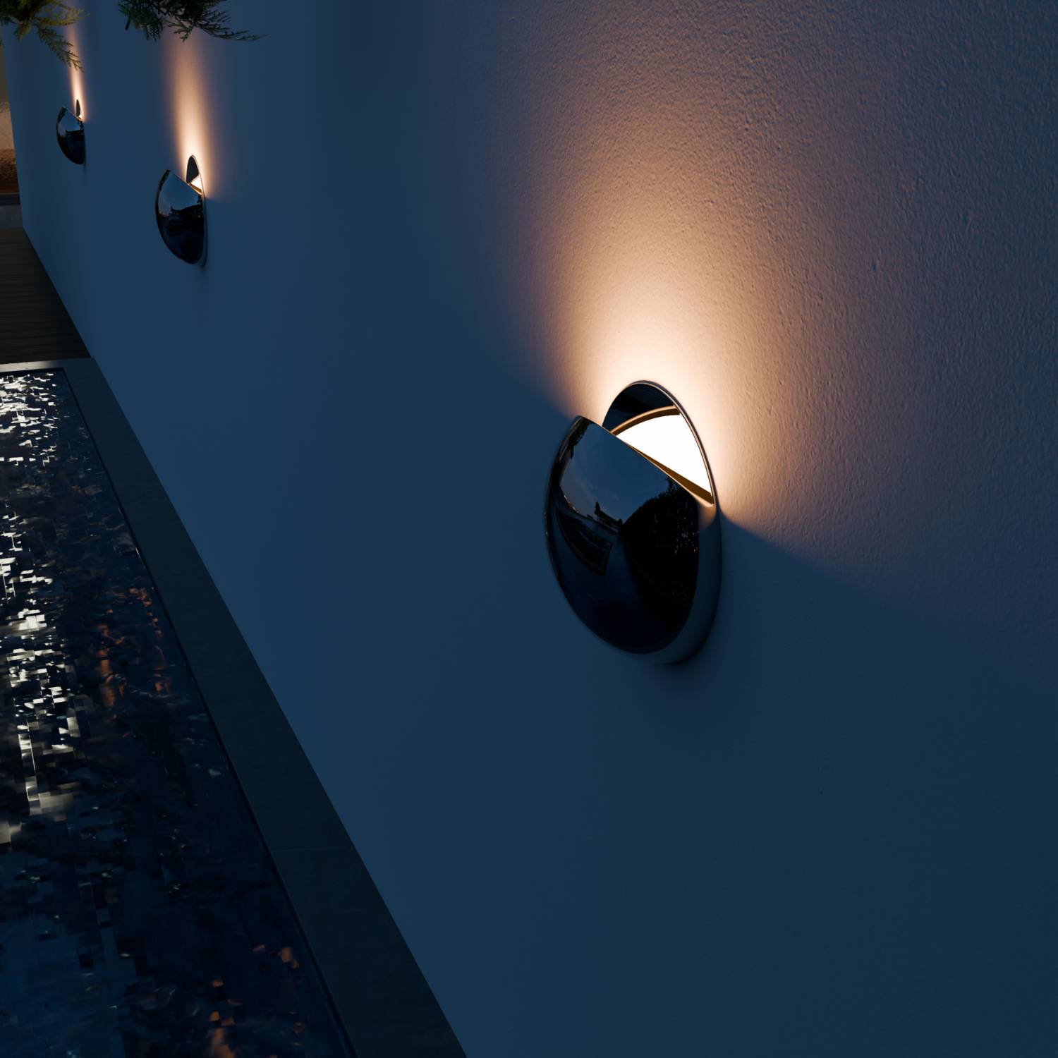 Bela Wall Light | Modern Chrome Finish, IP65 Weatherproof