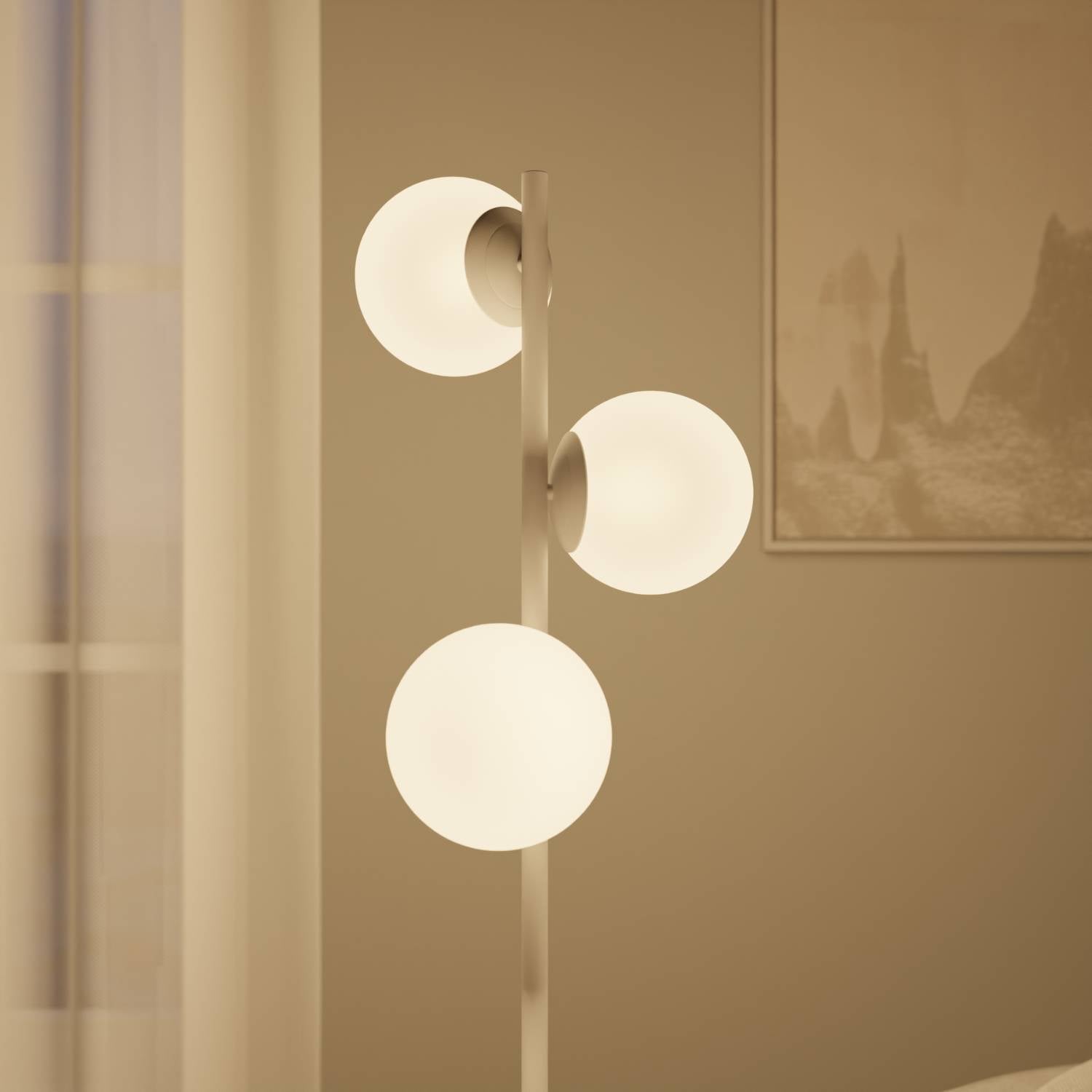 Rovea Floor Lamp | Genuine Travertine Base, Warm Diffused Light
