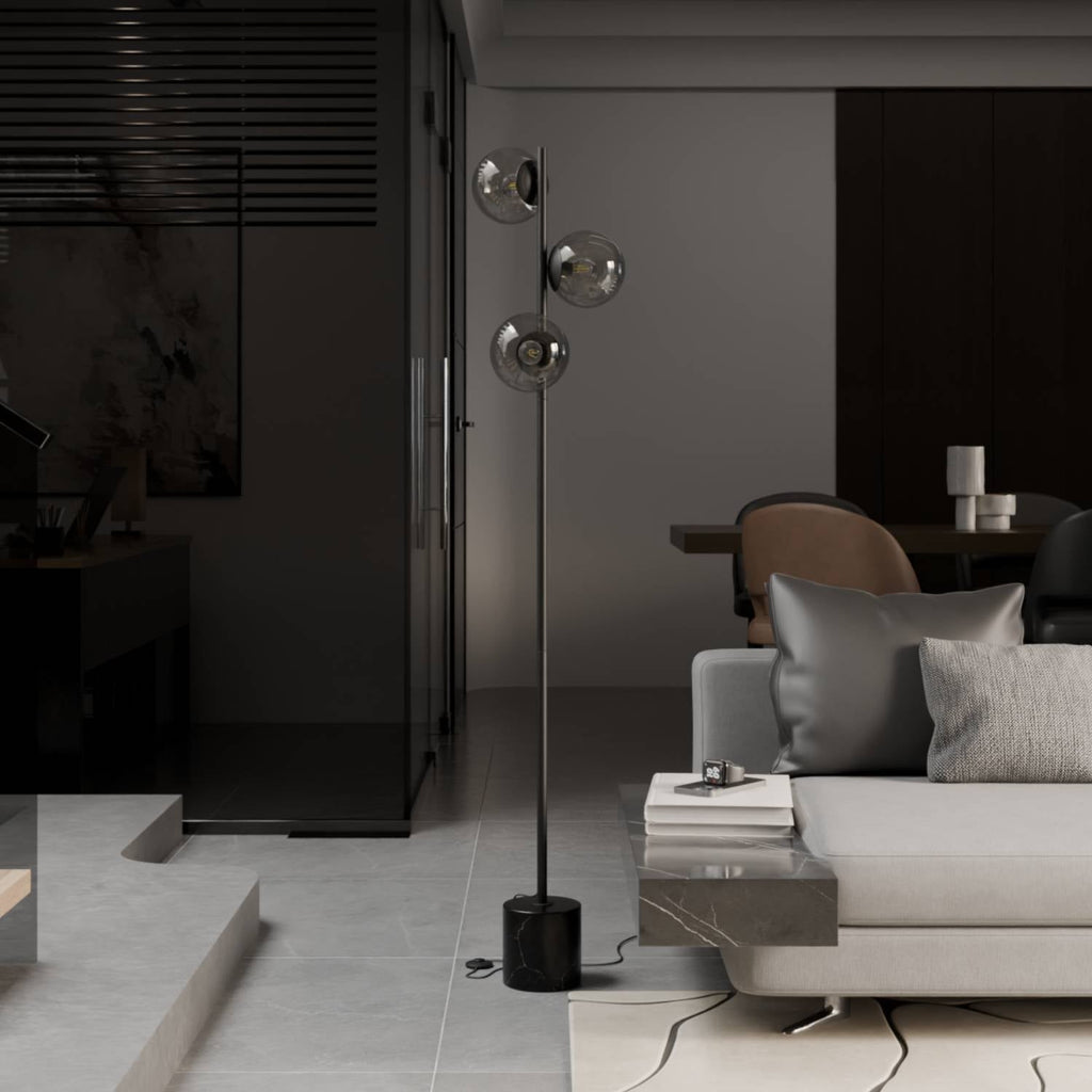 Rovea Floor Lamp | Genuine Travertine Base, Warm Diffused Light