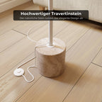 Rovea Floor Lamp | Genuine Travertine Base, Warm Diffused Light