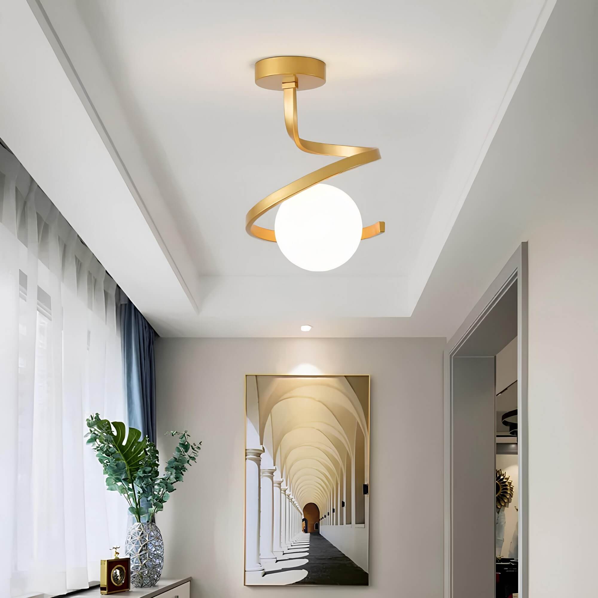 Modern Iron Glass Ceiling Light 1-Light