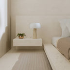 Bela Table Lamp | Genuine Travertine Base, Mouth-Blown Glass Shade
