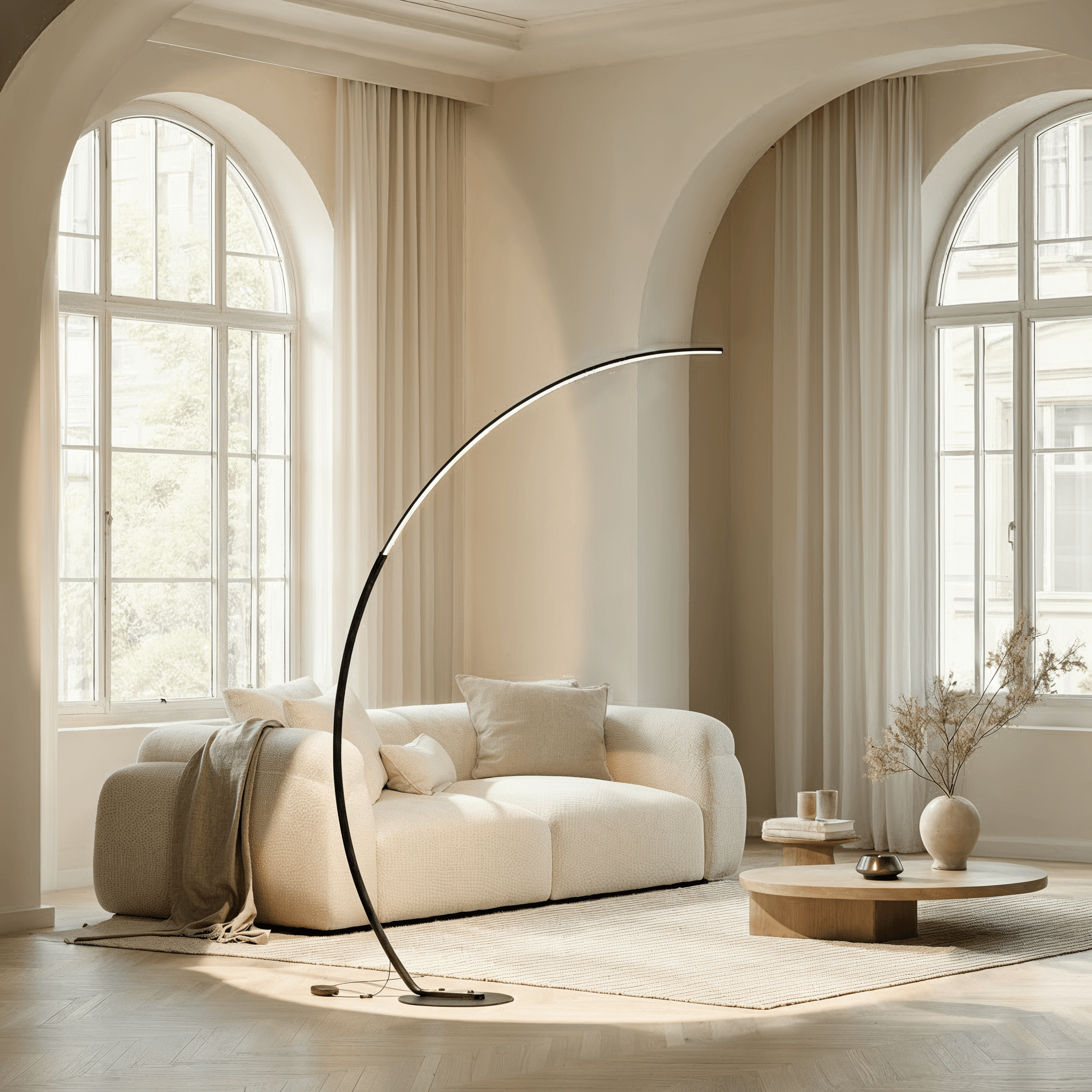 Luna Floor Lamp | Matte Black, Dimmable LED 2700K Light