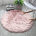 Round Plush Carpet Soft Polyester Fiber Nordic Style Machine Washable