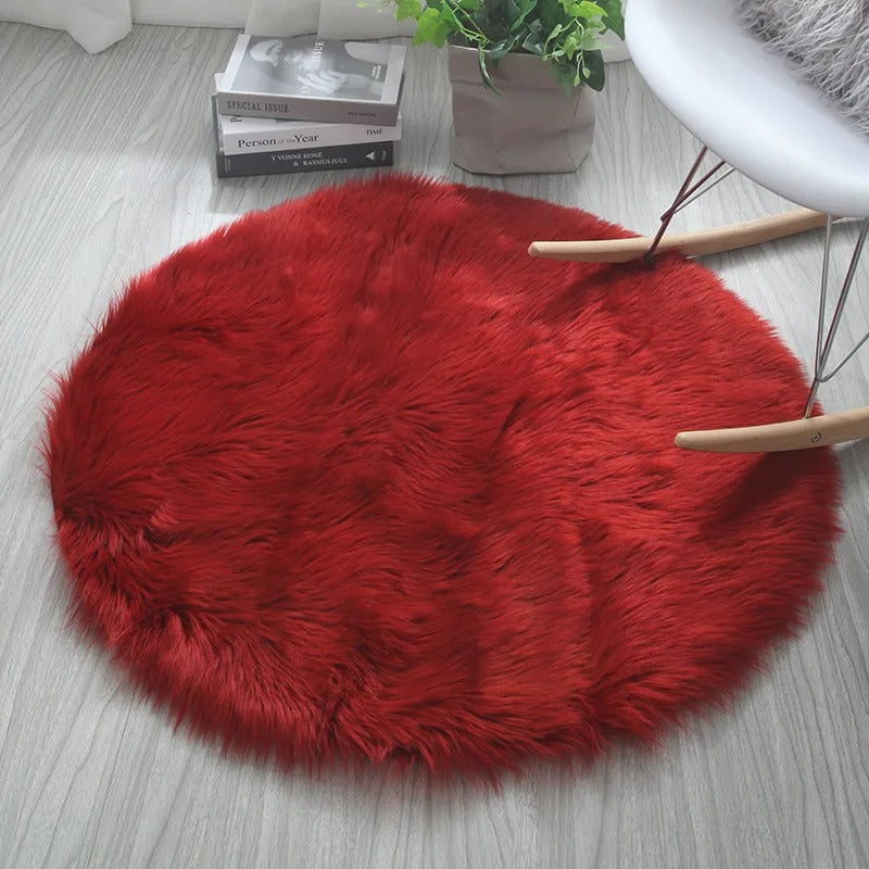 Round Plush Carpet Soft Polyester Fiber Nordic Style Machine Washable
