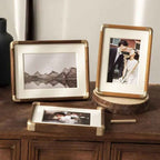Brio Tabletop Photo Frame | Vintage Wood with Brass Accents