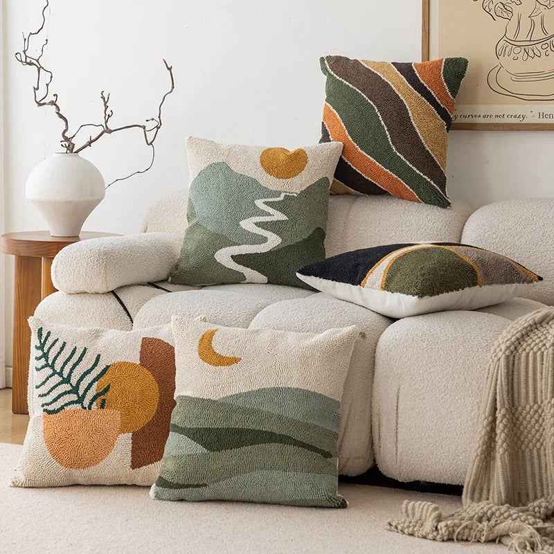 Luma Kussenhoes | Zacht Velvet met Abstract Landschapsontwerp