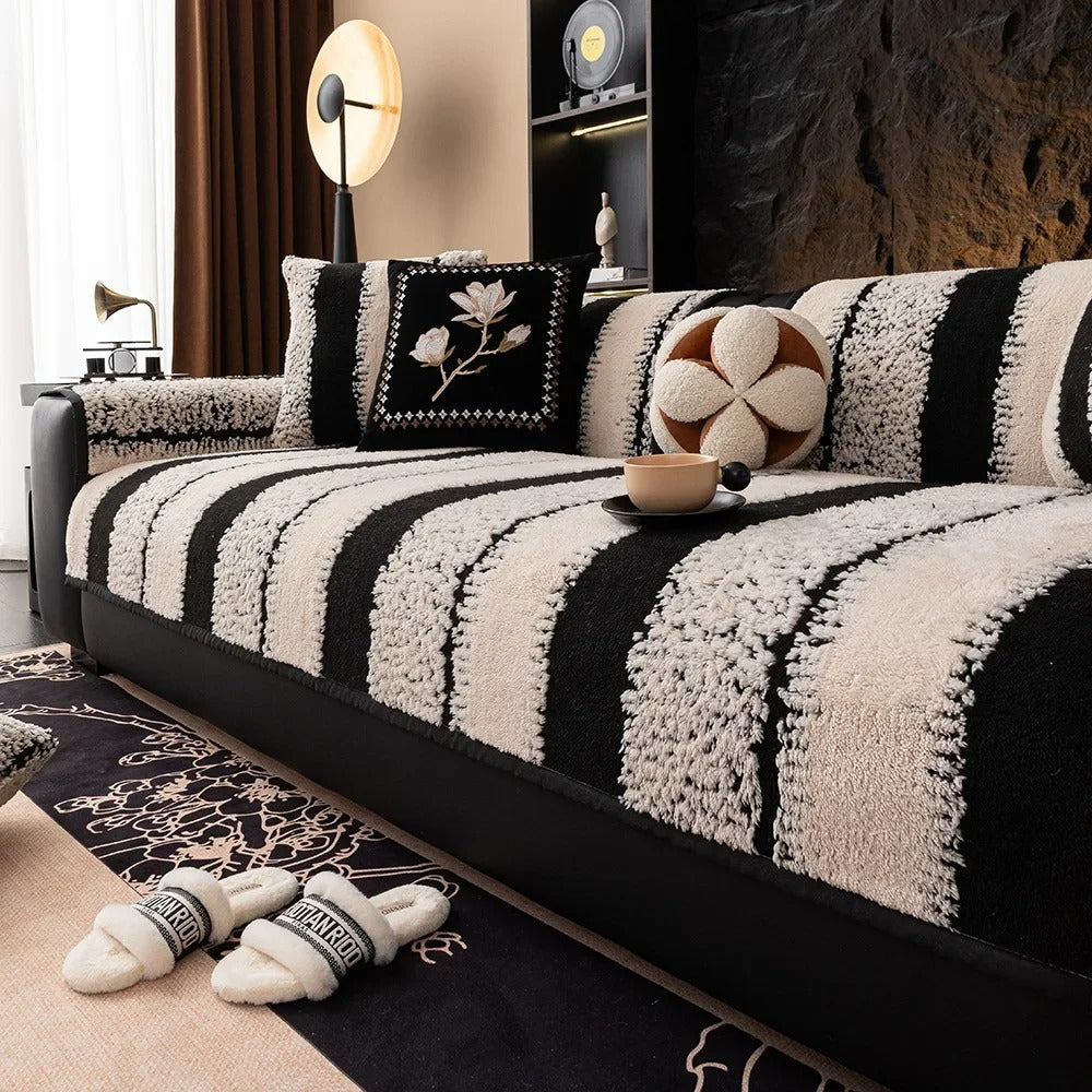 Sofa Cover Plush Polyester Non Slip Machine Washable