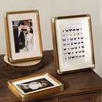 Brio Tabletop Photo Frame | Vintage Wood with Brass Accents