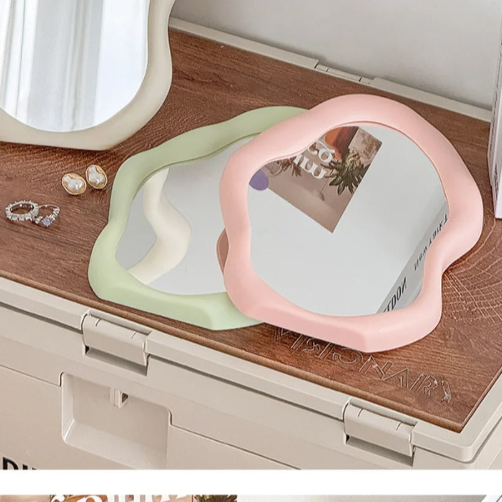 Warped Wall Mirror Irregular Shape Silver Glass Decorative Home Accent