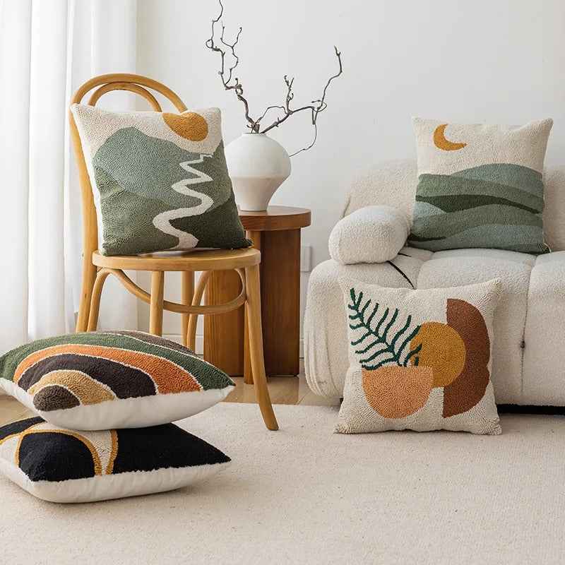 Luma Kussenhoes | Zacht Velvet met Abstract Landschapsontwerp