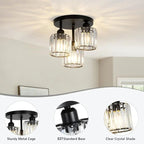 Bela Crystal Ceiling Light | 3-Light Semi Flush Mount, Gold Finish