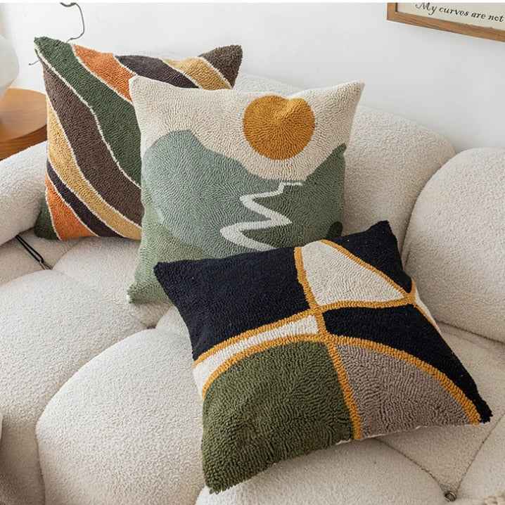 Luma Kussenhoes | Zacht Velvet met Abstract Landschapsontwerp