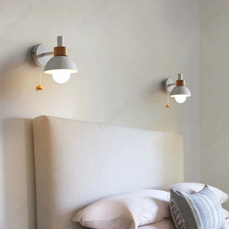 Bela Nordic Wood Wall Lamp | Minimalist Pull-Switch Design