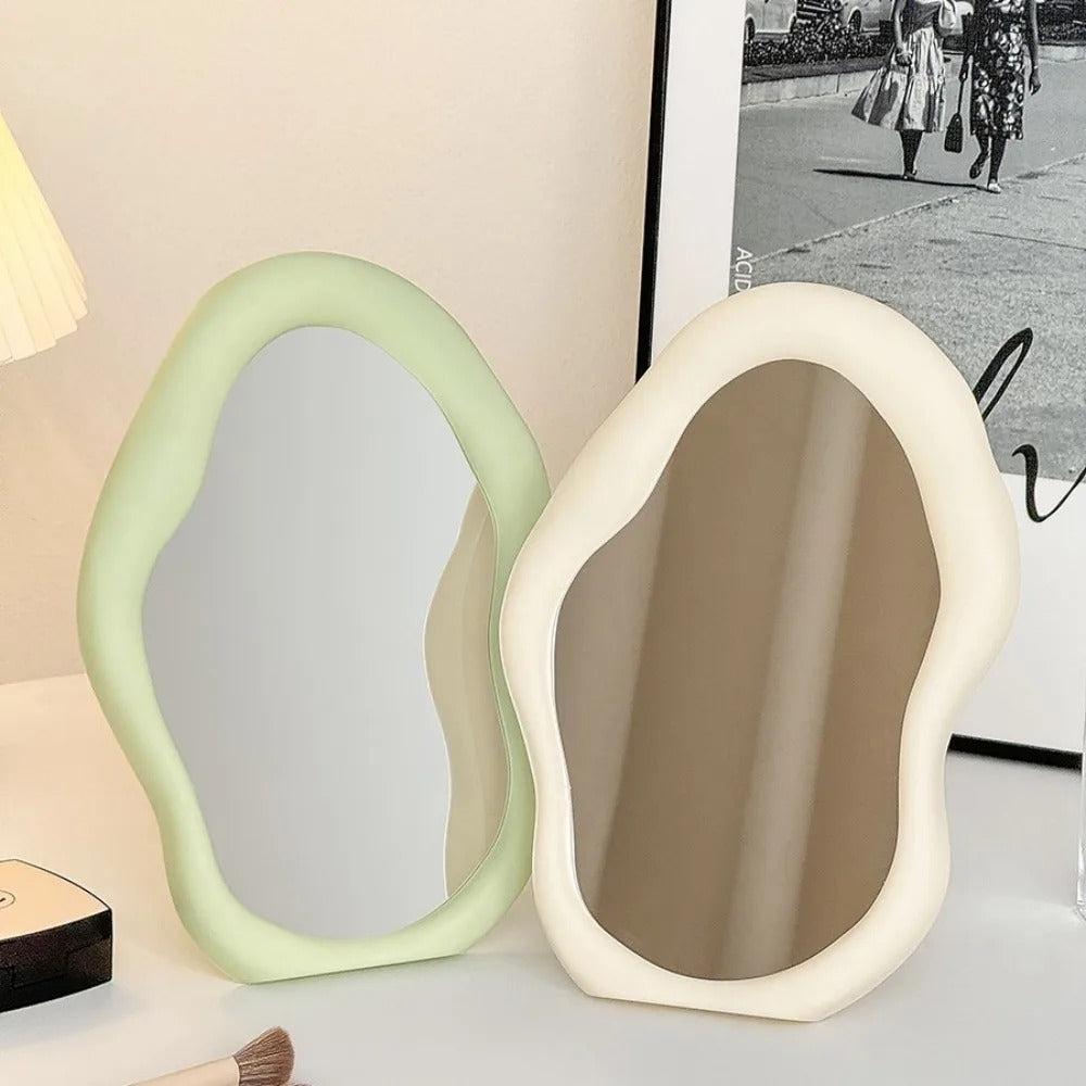 Warped Wall Mirror Irregular Shape Silver Glass Decorative Home Accent