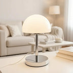 Table Lamp Mushroom Glass Metal Construction Adjustable Shade LED