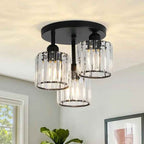 Bela Crystal Ceiling Light | 3-Light Semi Flush Mount, Gold Finish