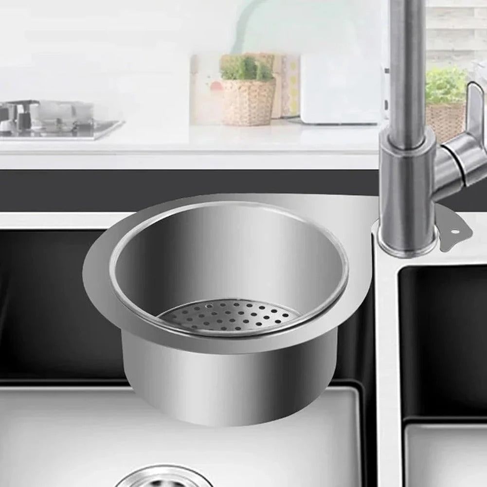 Sink Strainer with Fine Mesh Basket and Swan Holder for Standard Drain Openings