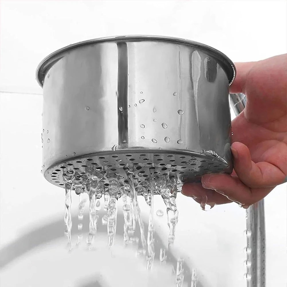 Sink Strainer with Fine Mesh Basket and Swan Holder for Standard Drain Openings