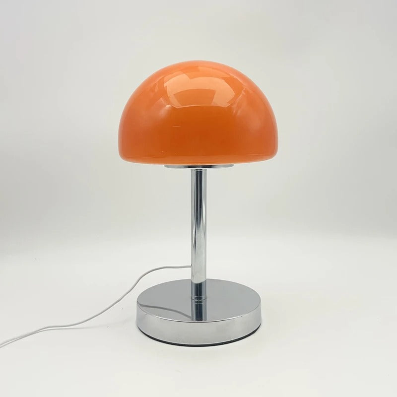 Table Lamp Mushroom Glass Metal Construction Adjustable Shade LED