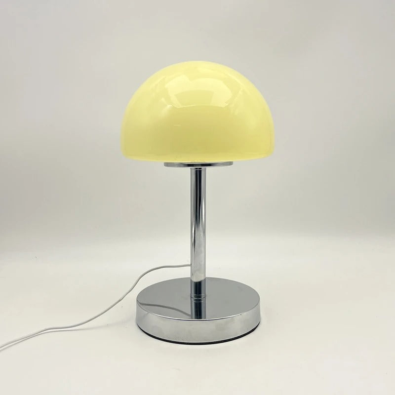 Table Lamp Mushroom Glass Metal Construction Adjustable Shade LED
