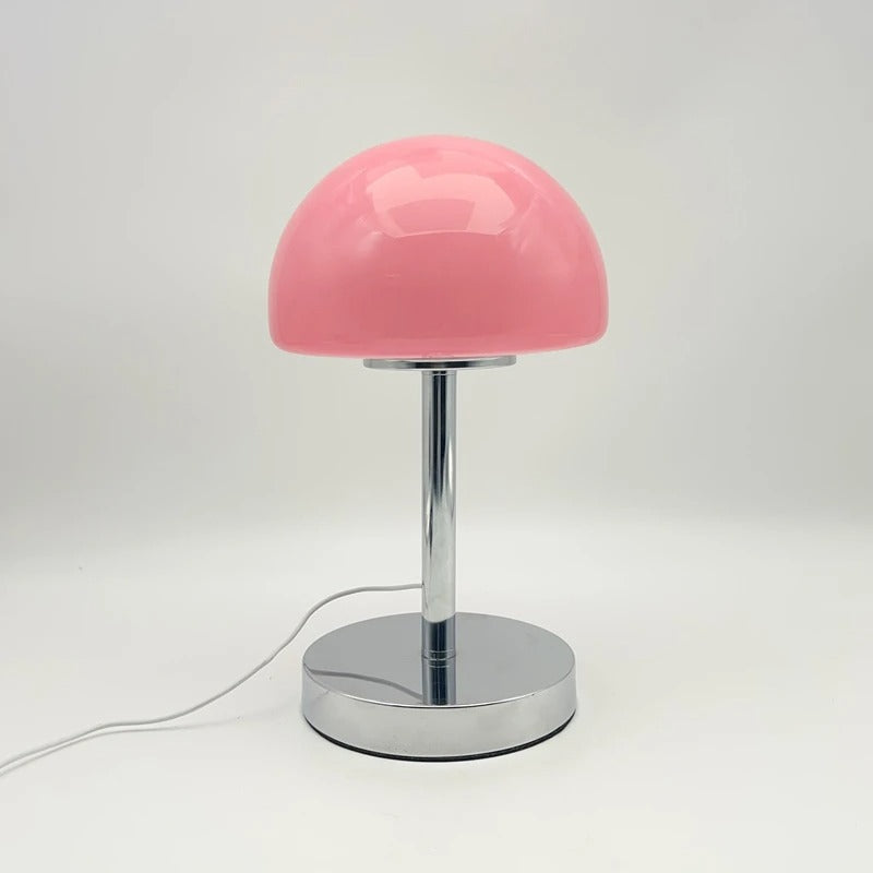 Table Lamp Mushroom Glass Metal Construction Adjustable Shade LED