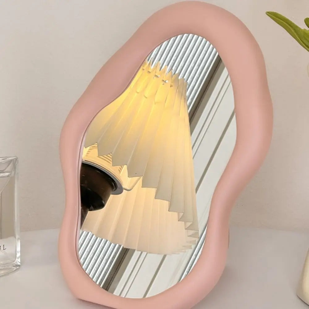 Warped Wall Mirror Irregular Shape Silver Glass Decorative Home Accent