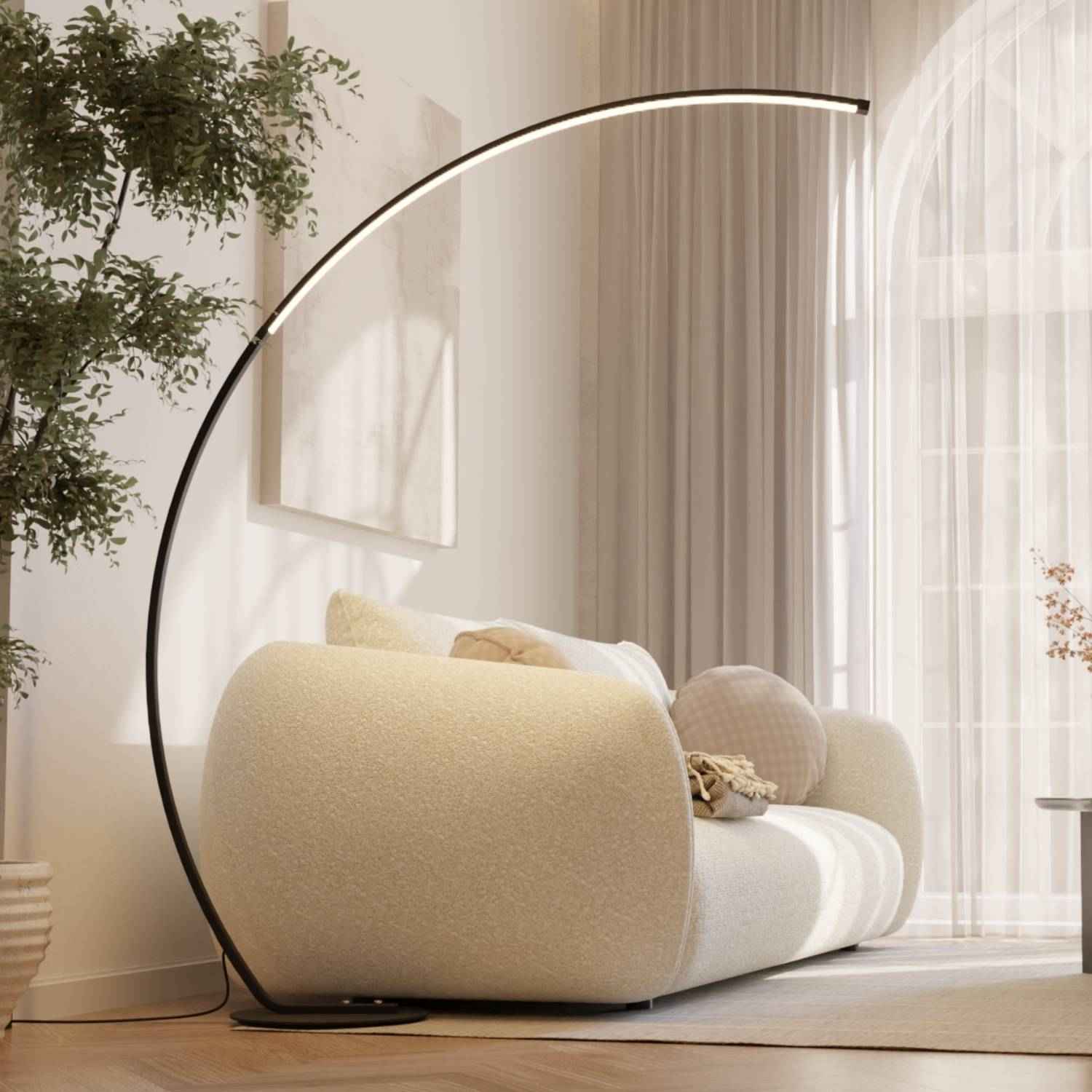 Mavea Arc Floor Lamp | Curved Body, Minimalist Design