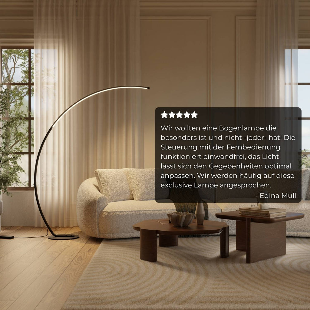 Mavea Arc Floor Lamp | Curved Body, Minimalist Design