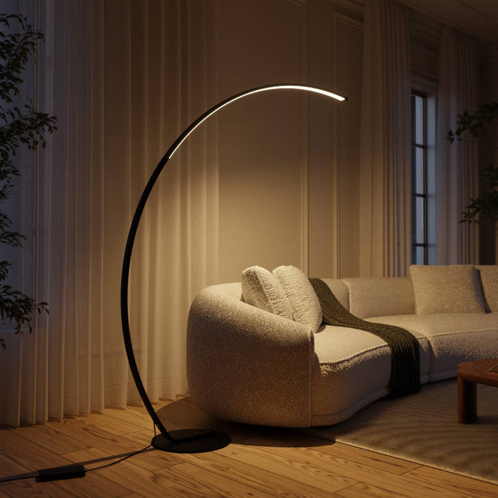 Mavea Arc Floor Lamp | Curved Body, Minimalist Design
