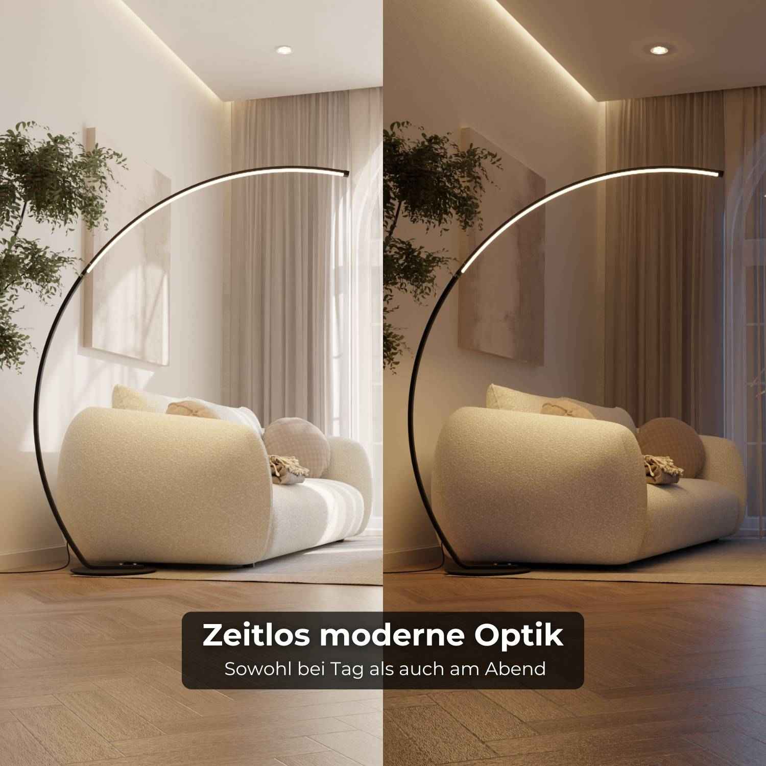 Mavea Arc Floor Lamp | Curved Body, Minimalist Design