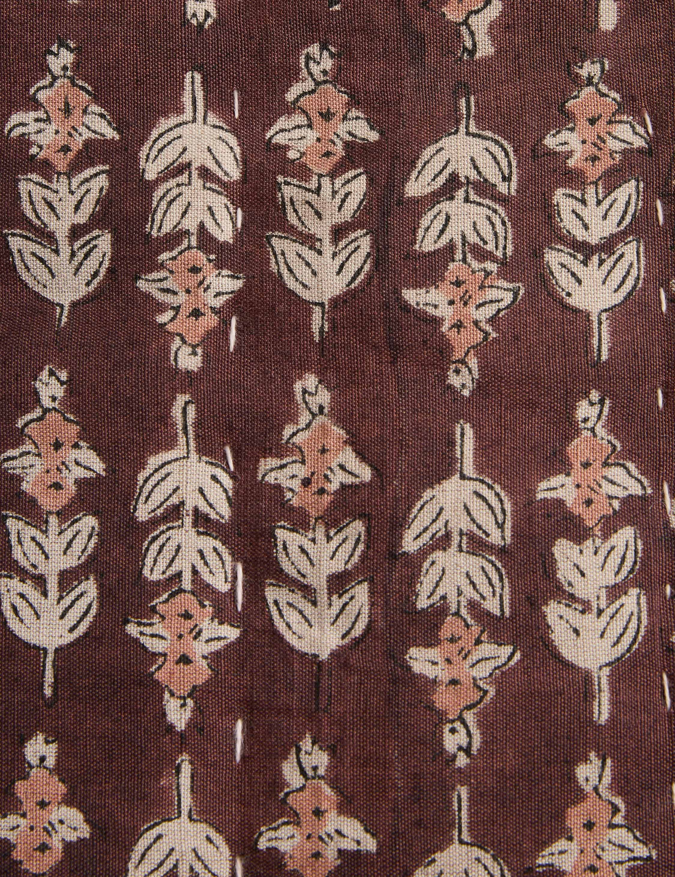 Bela Quilt | Linen Cotton Blend, Floral Block Print