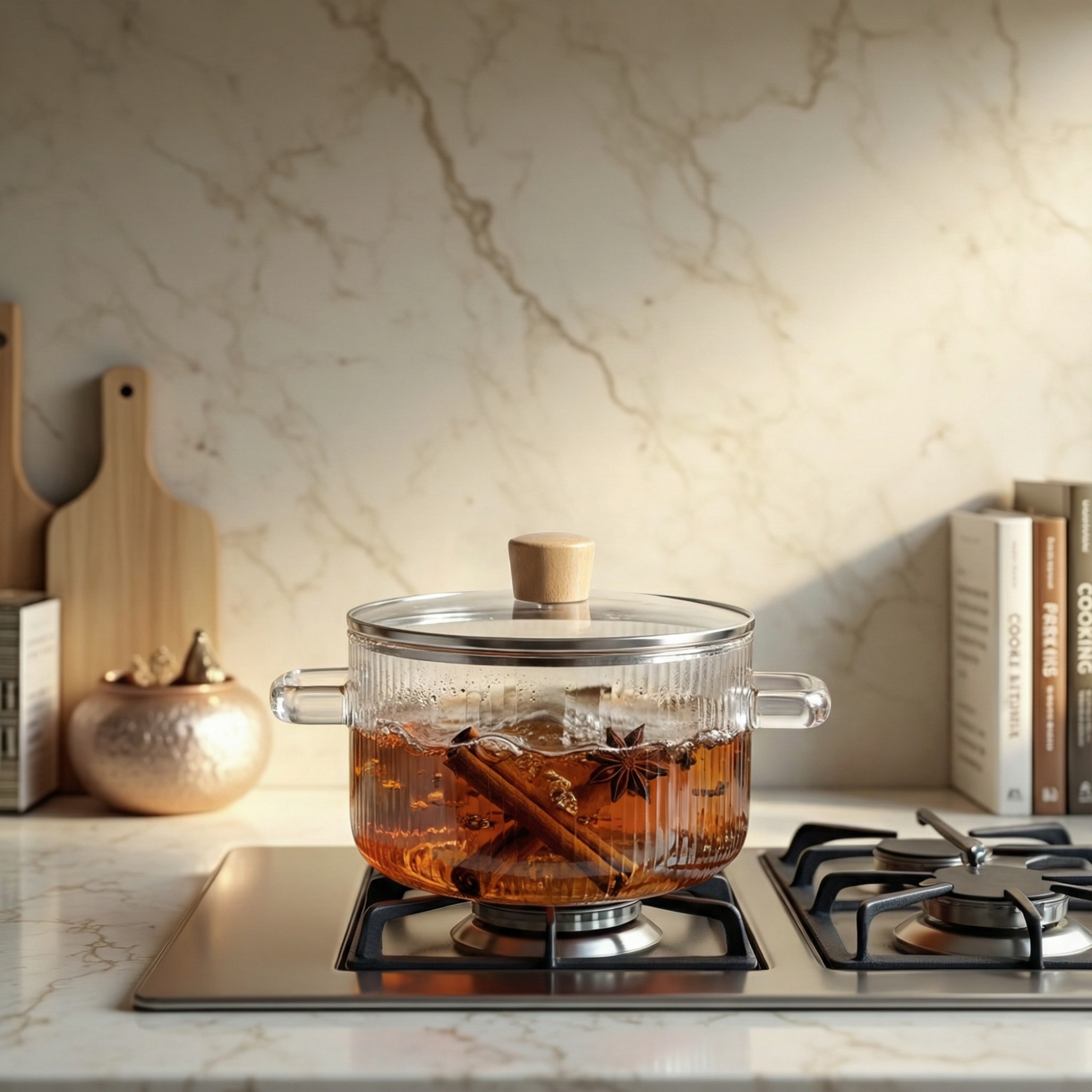 Bela Glass Pot | Borosilicate, Golden Bear Handle, 1.6L