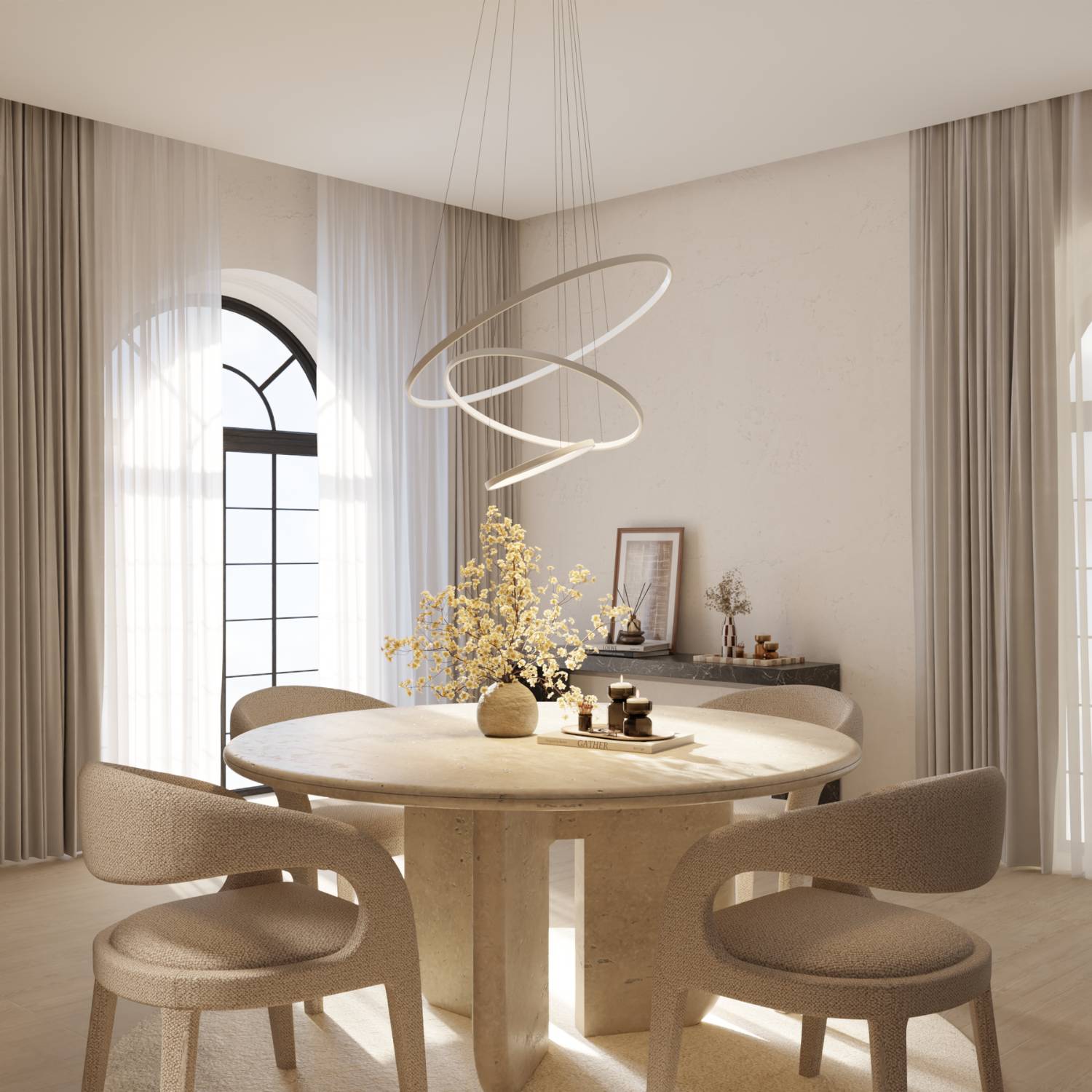 Omeva Pendant Light | Floating Ring Design, Slender Wires