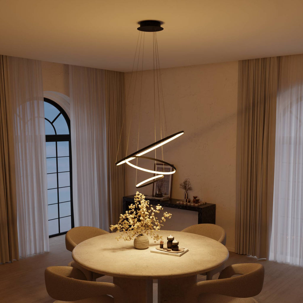 Omeva Pendant Light | Floating Ring Design, Slender Wires