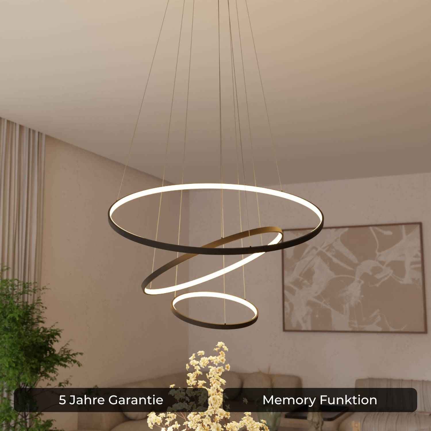 Omeva Pendant Light | Floating Ring Design, Slender Wires