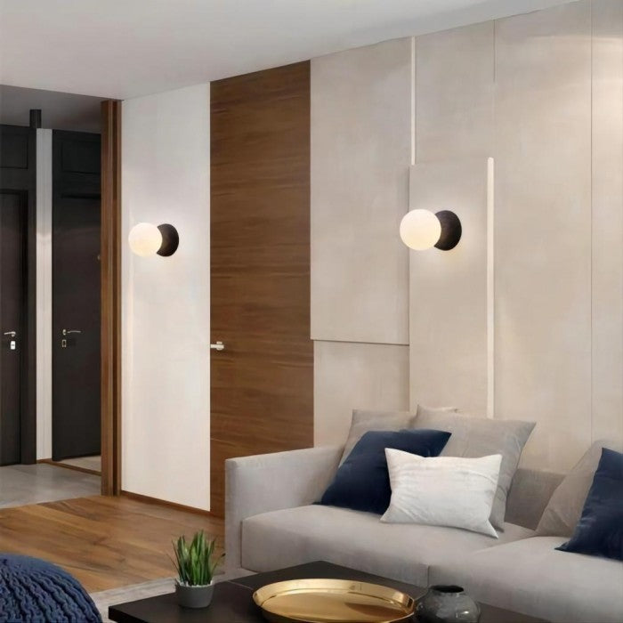OrigoGlow: Pendant Light with Ball Structure Made of Cement & Opal Glass – for Entrance Area & Sofa Corner