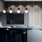 OrigoGlow: Pendant Light with Ball Structure Made of Cement & Opal Glass – for Entrance Area & Sofa Corner