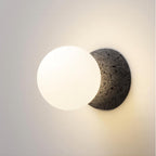 OrigoGlow: Pendant Light with Ball Structure Made of Cement & Opal Glass – for Entrance Area & Sofa Corner