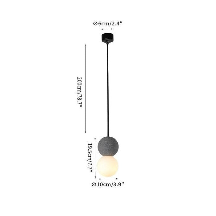 OrigoGlow: Pendant Light with Ball Structure Made of Cement & Opal Glass – for Entrance Area & Sofa Corner