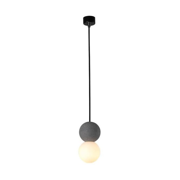 OrigoGlow: Pendant Light with Ball Structure Made of Cement & Opal Glass – for Entrance Area & Sofa Corner
