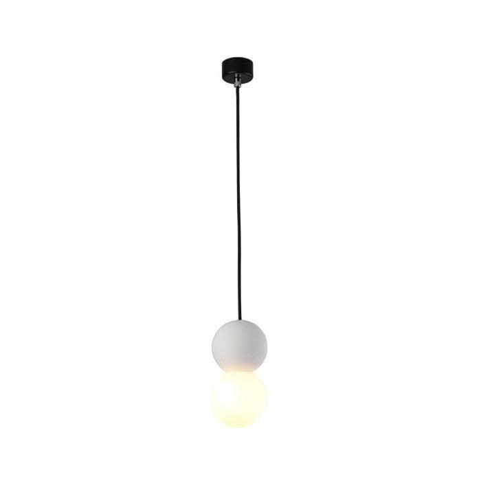 OrigoGlow: Pendant Light with Ball Structure Made of Cement & Opal Glass – for Entrance Area & Sofa Corner