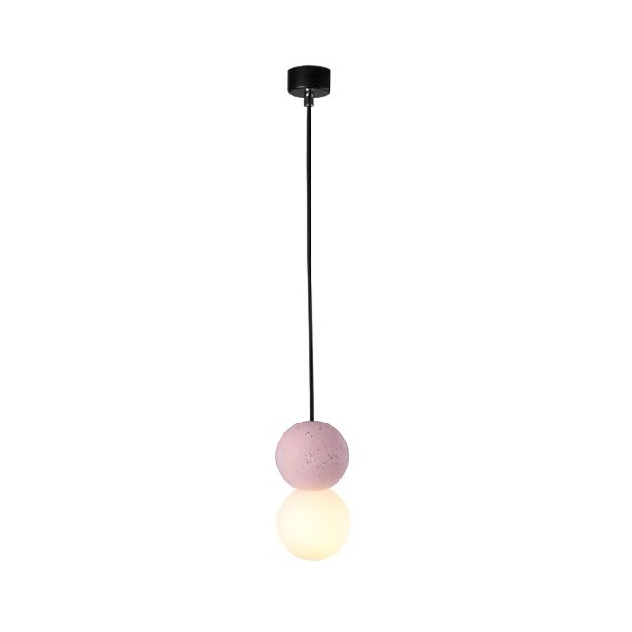 OrigoGlow: Pendant Light with Ball Structure Made of Cement & Opal Glass – for Entrance Area & Sofa Corner