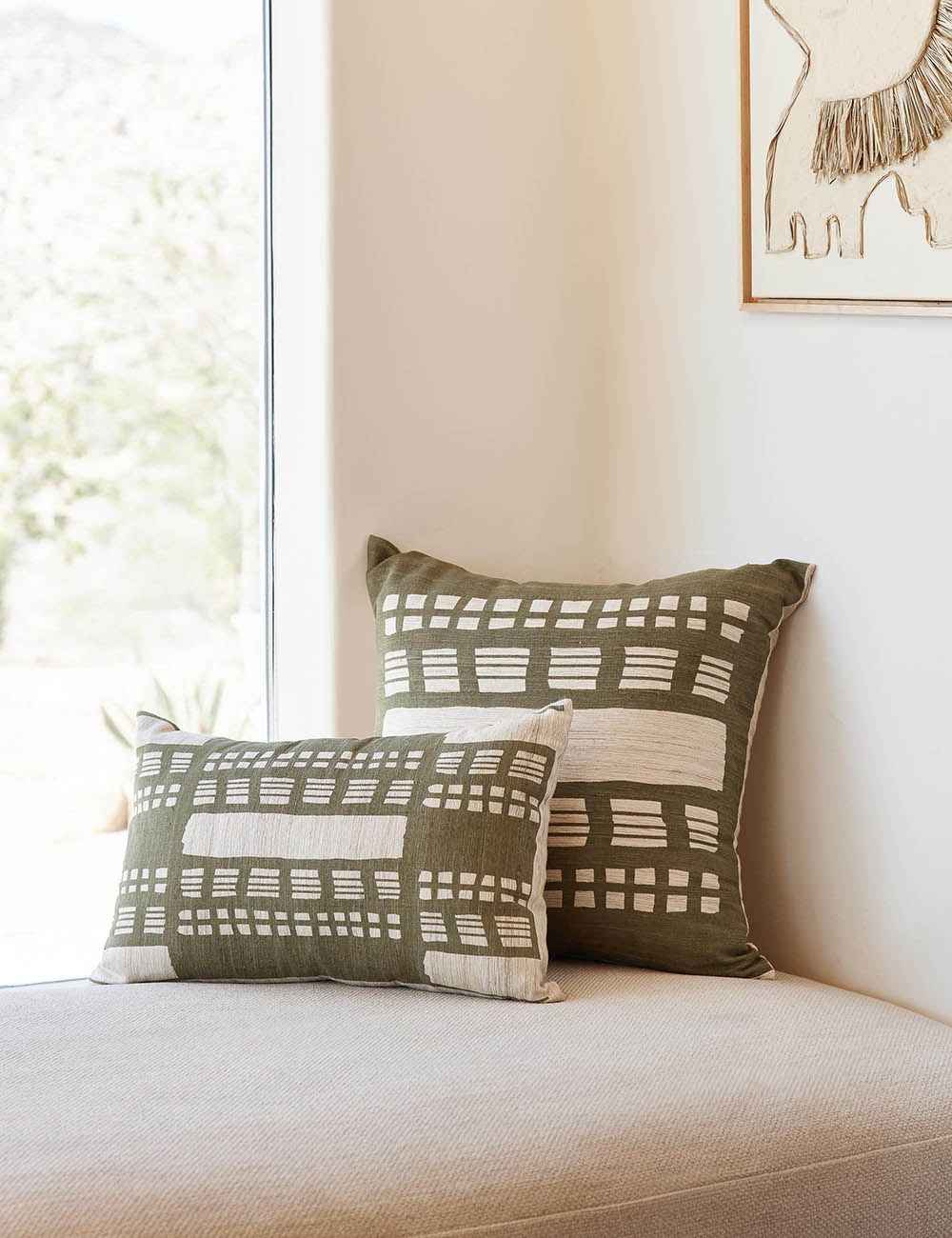 Sage Mosaic Pillow | Rich Green, Textured Design