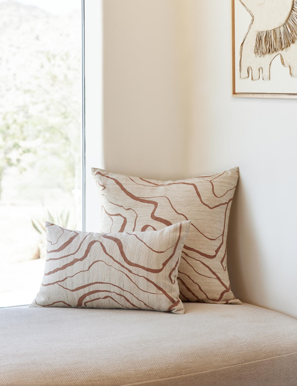 Crest Accent Pillow | Raw Silk, Textured Design