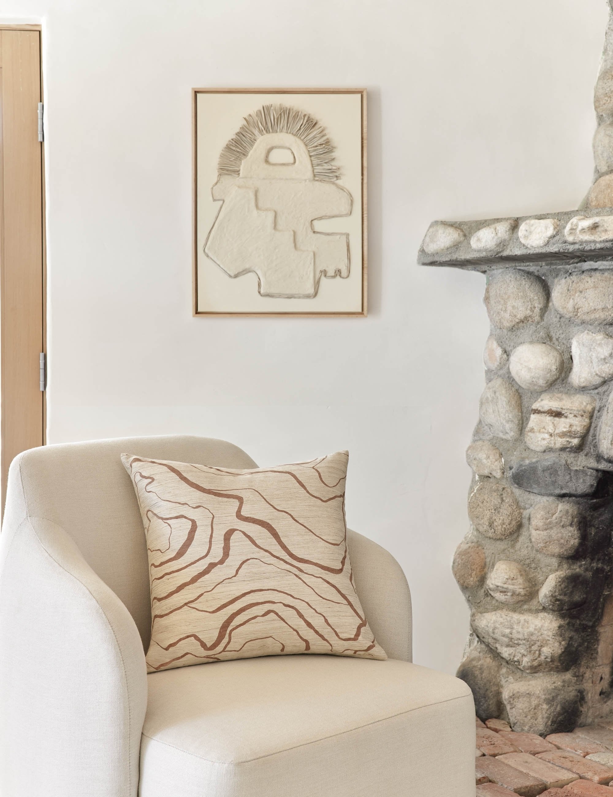 Crest Accent Pillow | Raw Silk, Textured Design