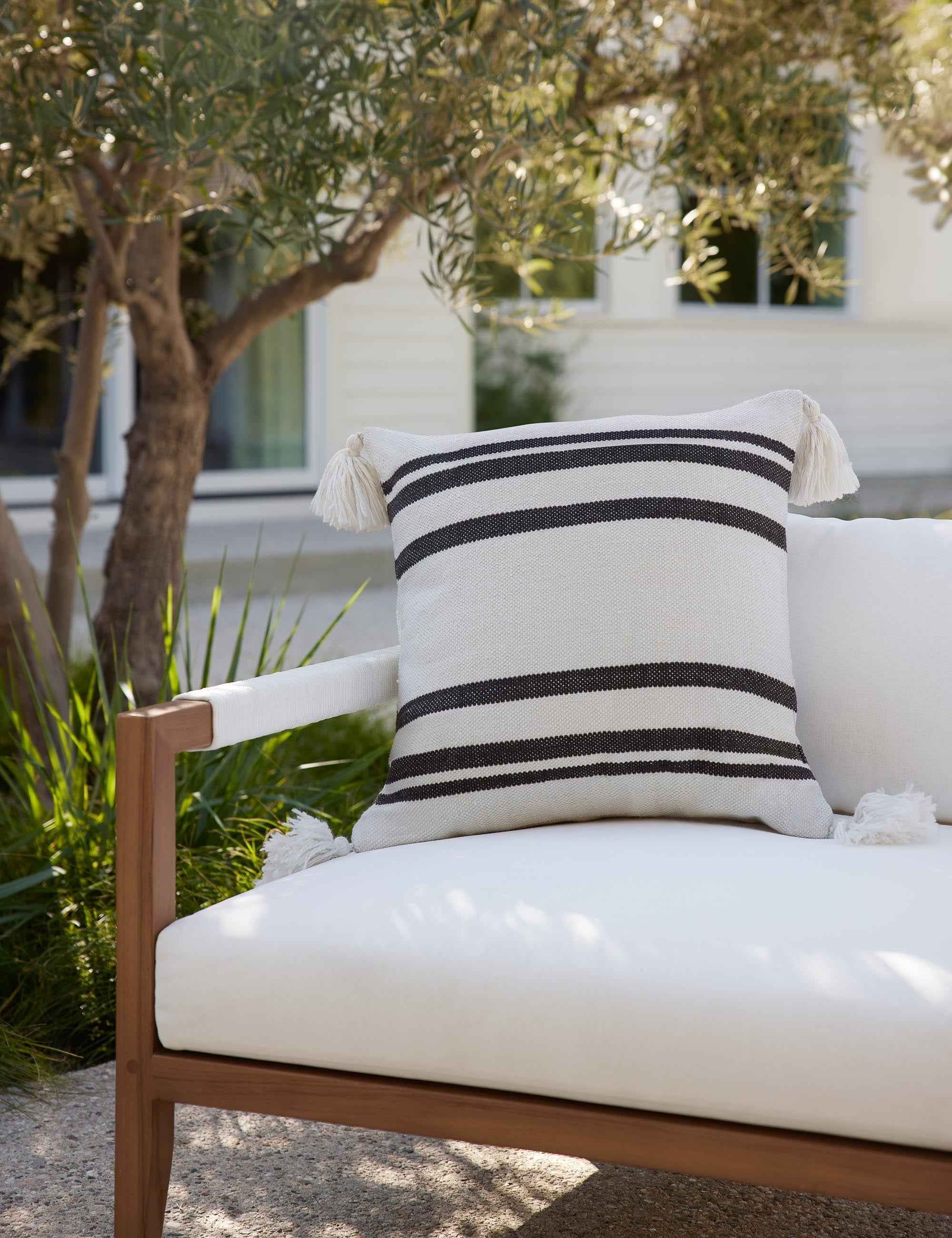 Fino Decorative Pillow | Weather-Resistant, Tasseled Corners