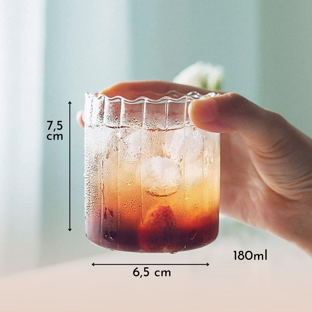 Bello Vertical Chic Glasses Set | Borosilicate, 180ml Capacity