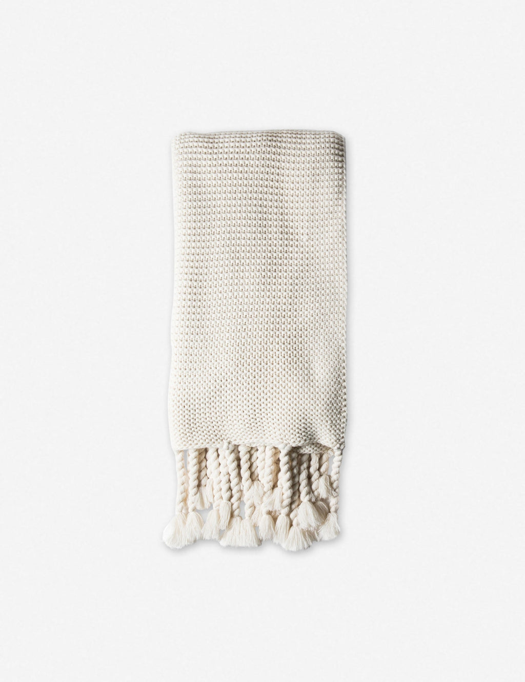 Trestle Knit Throw | Chunky Weave, Braided Tassels