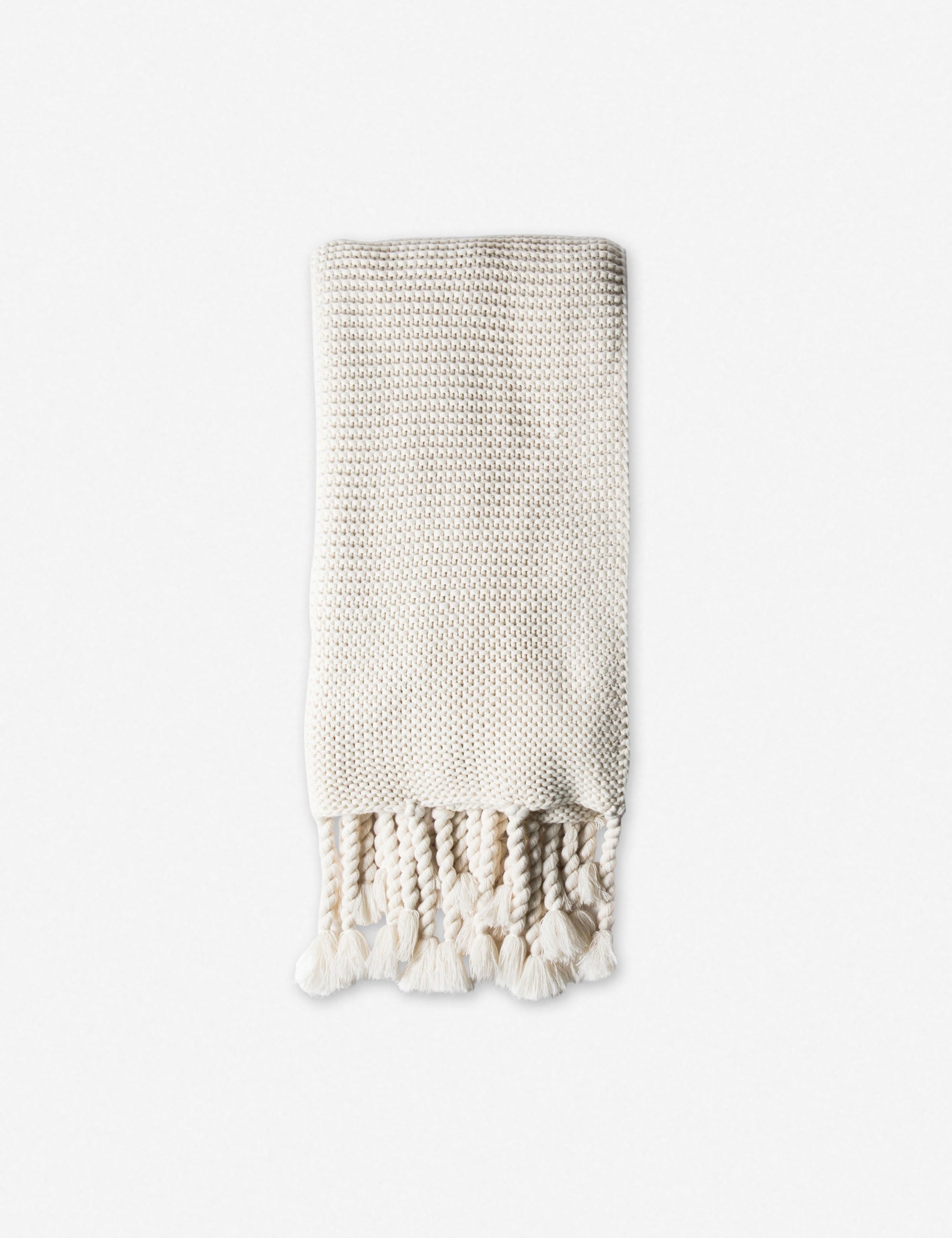Trestle Knit Throw | Chunky Weave, Braided Tassels
